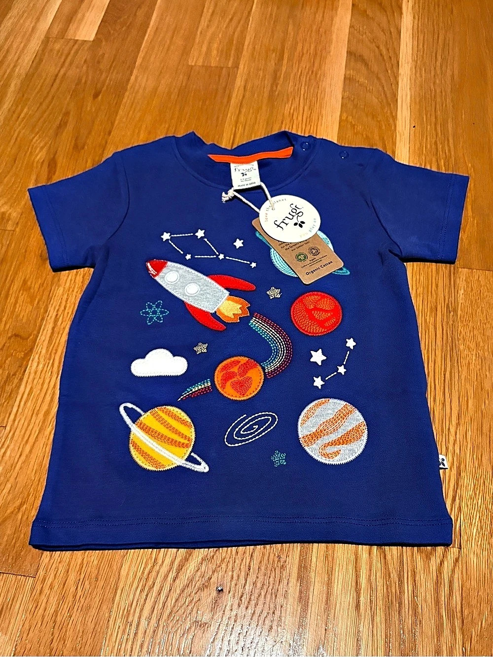 Frugi Space Graphic Short Sleeve Tee 2-3 yrs NWT